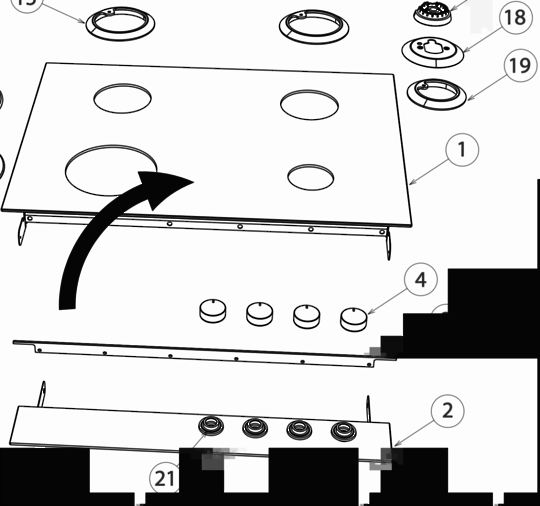 07299 Fisher paykel cooktop ceramic top glass cg604dnggb1, 81387a
